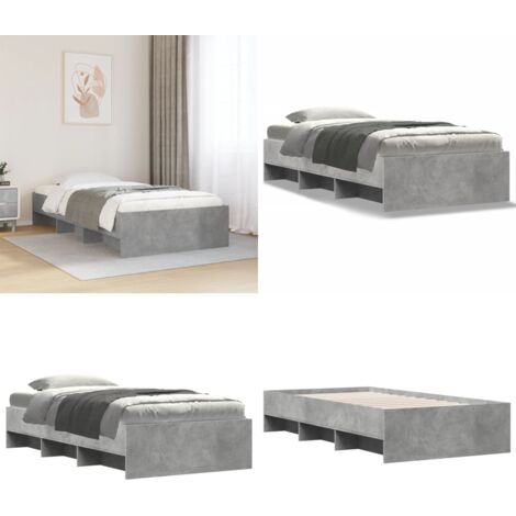 Estructura de cama madera de ingeniería gris hormigón 90x190 cm - Estructura de cama - Cama de ingeniería