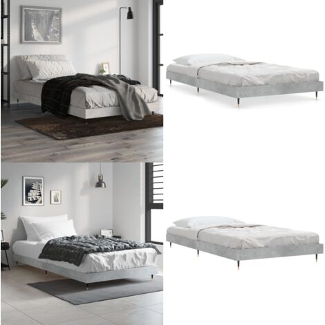 Estructura de cama madera de ingeniería gris hormigón 90x200cm - Estructura de cama - Cama de ingeniería