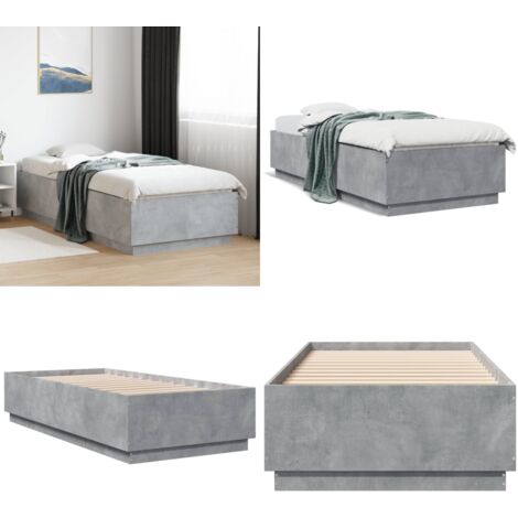 Estructura de cama madera de ingeniería gris hormigón 90x200cm - Estructura de cama - Cama de ingeniería