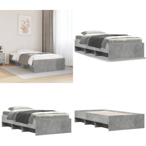 Estructura de cama madera de ingeniería gris hormigón 90x200cm - Estructura de cama - Cama de ingeniería