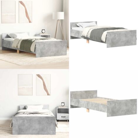 Estructura de cama madera de ingeniería gris hormigón 90x200cm - Estructura de cama - Cama de ingeniería