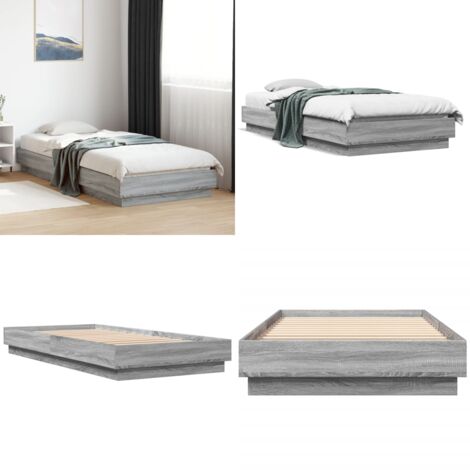 Estructura de cama madera de ingeniería gris Sonoma 100x200 cm - Estructura de cama - Cama de ingeniería