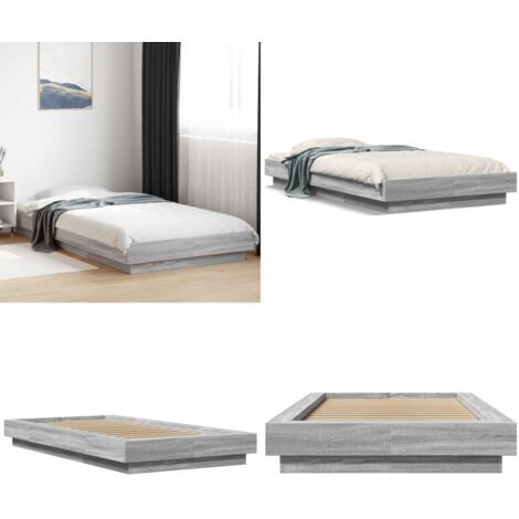 Estructura de cama madera de ingeniería gris Sonoma 100x200 cm - Estructura de cama - Cama de ingeniería