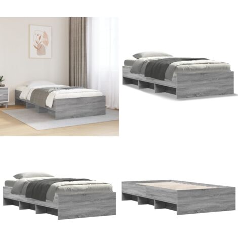 Estructura de cama madera de ingeniería gris Sonoma 100x200 cm - Estructura de cama - Madera de ingeniería