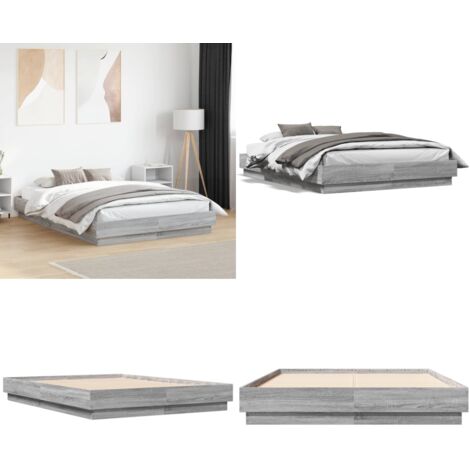 Estructura de cama madera de ingeniería gris Sonoma 120x190 cm - Estructura de cama - Cama de ingeniería