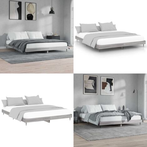Estructura de cama madera de ingeniería gris Sonoma 120x200 cm - Estructura de cama - Cama de ingeniería