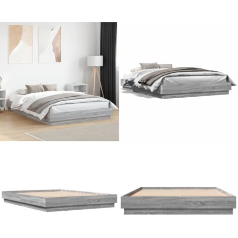 Estructura de cama madera de ingeniería gris Sonoma 120x200 cm - Estructura de cama - Cama gris