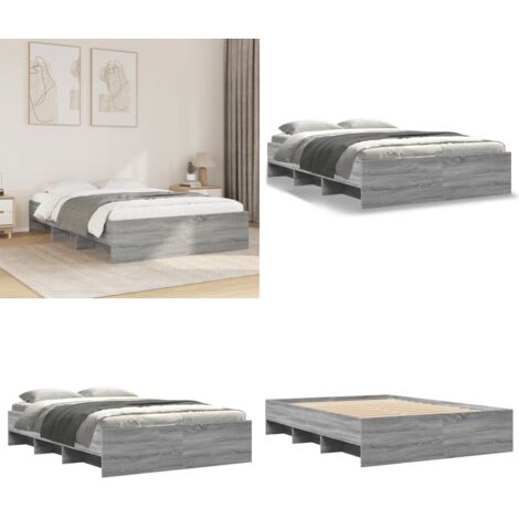 Estructura de cama madera de ingeniería gris Sonoma 140x190 cm - Estructura de cama - Cama de ingeniería