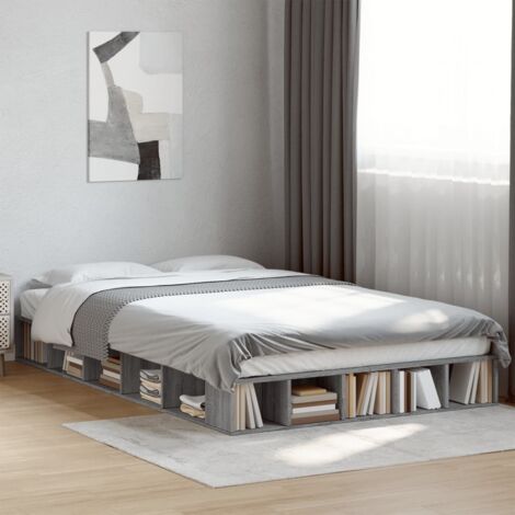 Estructura de cama madera de ingeniería gris Sonoma 140x190 cm vidaXL