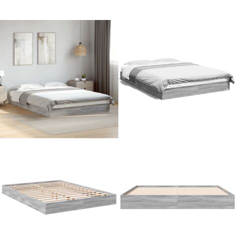 Estructura de cama madera de ingeniería gris Sonoma 140x200 cm - Estructura de cama - Cama de ingeniería