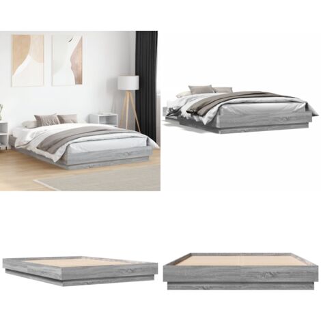 Estructura de cama madera de ingeniería gris Sonoma 140x200 cm - Estructura de cama - Cama de ingeniería