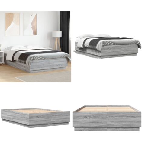 Estructura de cama madera de ingeniería gris Sonoma 160x200 cm - Estructura de cama - Cama gris