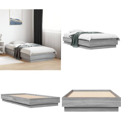 Estructura de cama madera de ingeniería gris Sonoma 75x190 cm - Estructura de cama - Cama de ingeniería