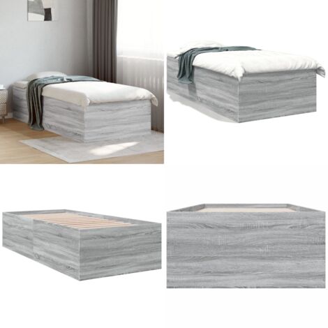 Estructura de cama madera de ingeniería gris Sonoma 75x190 cm - Estructura de cama - Cama de ingeniería