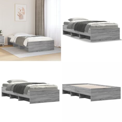 Estructura de cama madera de ingeniería gris Sonoma 75x190 cm - Estructura de cama - Cama de ingeniería
