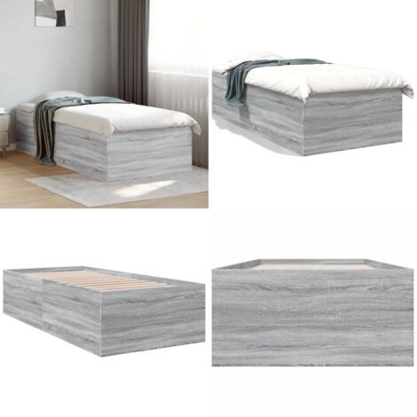 Estructura de cama madera de ingeniería gris Sonoma 90x190 cm - Estructura de cama - Cama de ingeniería