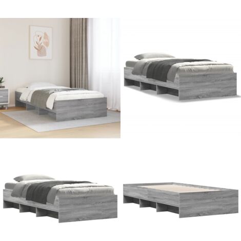 Estructura de cama madera de ingeniería gris Sonoma 90x190 cm - Estructura de cama - Cama de ingeniería