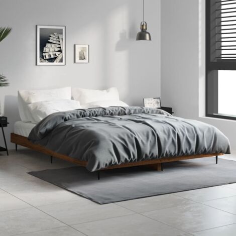 Estructura de cama madera de ingeniería marrón roble 135x190 cm vidaXL