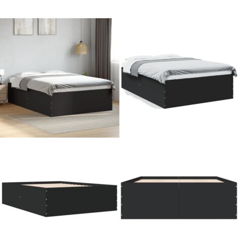 Estructura de cama madera de ingeniería negra 135x190 cm - Estructura de cama - Cama de ingeniería