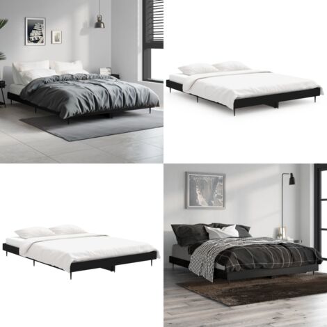 Estructura de cama madera de ingeniería negra 135x190 cm - Estructura de cama - Cama de ingeniería