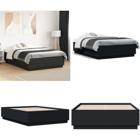 Estructura de cama madera de ingeniería negra 135x190 cm - Estructura de cama - Cama de ingeniería