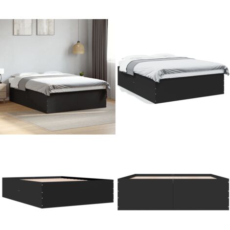 Estructura de cama madera de ingeniería negra 160x200 cm - Estructura de cama - Cama de ingeniería