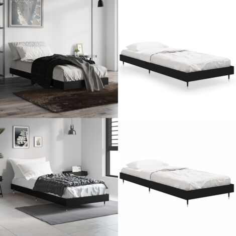 Estructura de cama madera de ingeniería negra 75x190 cm - Estructura de cama - Cama de ingeniería