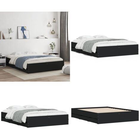 Estructura de cama madera de ingeniería negro 150x200 cm - Estructura de cama - Cajones de cama
