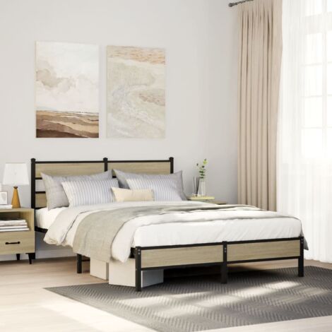 Estructura de cama madera de ingeniería roble 160x200 cm
