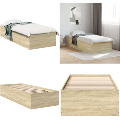 Estructura de cama madera de ingeniería roble Sonoma 100x200 cm - Estructura de cama - Cama de ingeniería