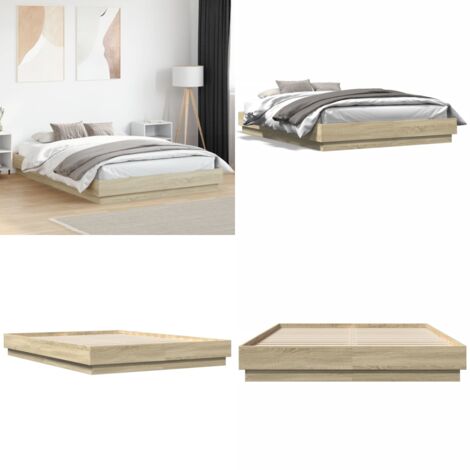 Estructura de cama madera de ingeniería roble Sonoma 160x200 cm - Estructura de cama - Cama de ingeniería