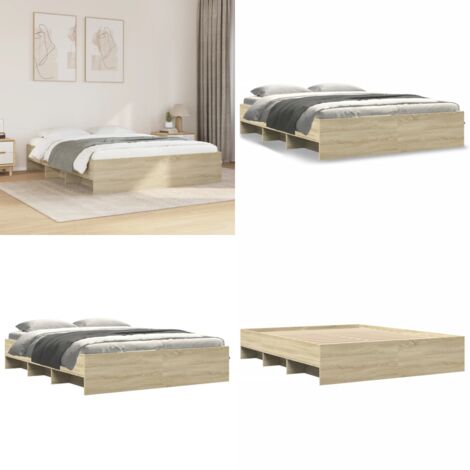 Estructura de cama madera de ingeniería roble Sonoma 160x200 cm - Estructura de cama - Cama de ingeniería