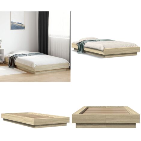 Estructura de cama madera de ingeniería roble Sonoma 90x190 cm - Estructura de cama - Cama de ingeniería