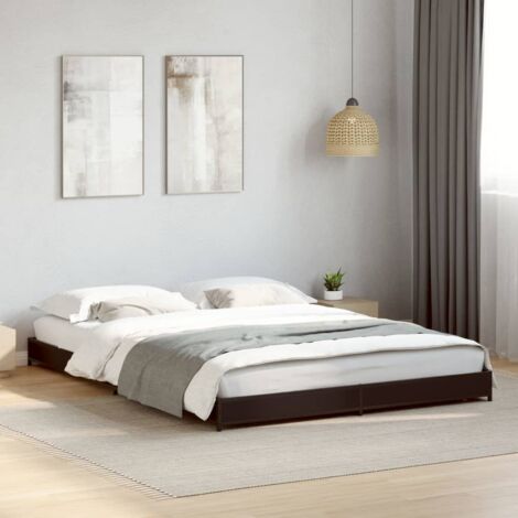 Estructura de cama madera de ingeniería y metal negro 135x190cm vidaXL