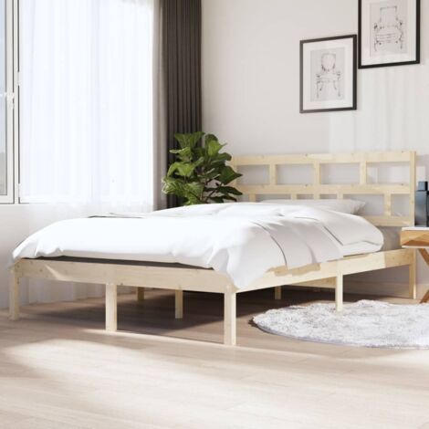 Estructura de cama madera maciza 120x190 cm