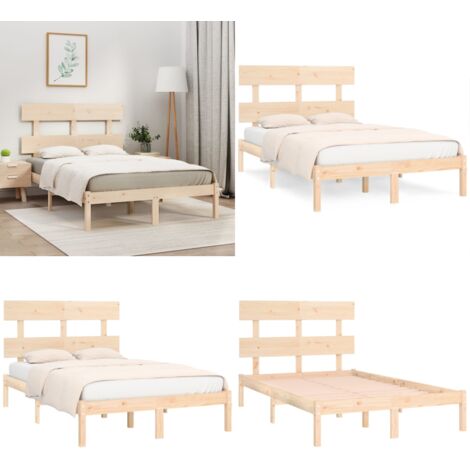 Estructura de cama madera maciza 150x200 cm - Estructura de cama - Cabecero de cama