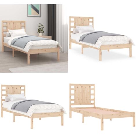 Estructura de cama madera maciza 90x190 cm - Estructura de cama - Cama de pino