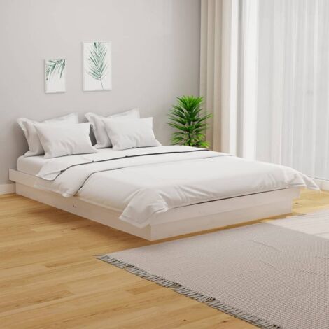 Estructura de cama madera maciza blanca 140x200 cm