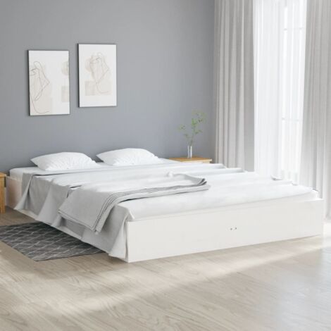 Estructura de cama madera maciza blanco 120x200 cm