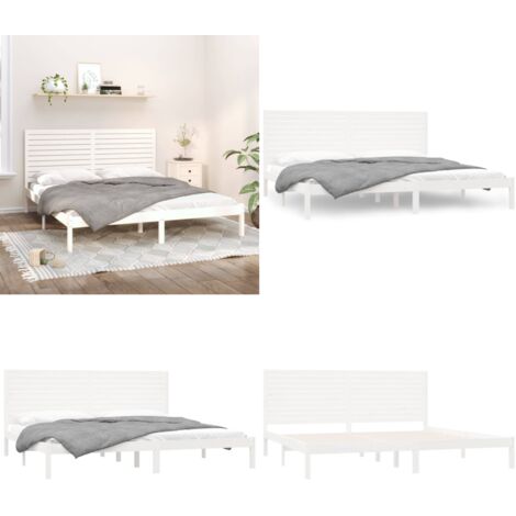 Estructura de cama madera maciza blanco Supe King 180x200 cm - Cama de madera - Cama de pino