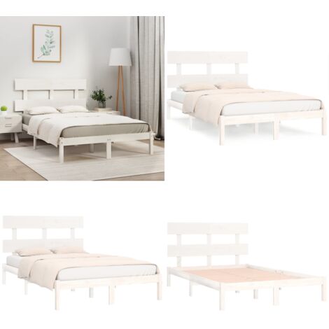 Estructura de cama madera maciza blanco Supe King 180x200 cm - Estructura de cama - Cama de pino