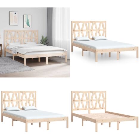 Estructura de cama madera maciza de pino 140x200 cm - Estructura de cama - Somier de madera