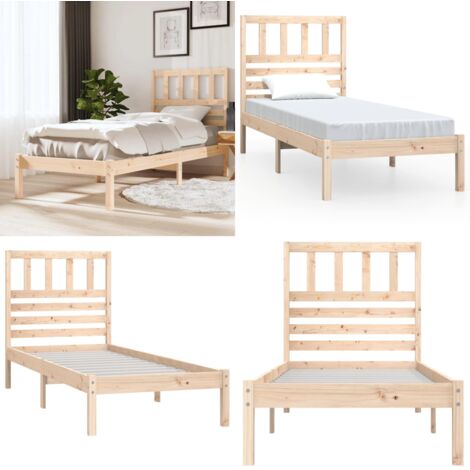 Estructura de cama madera maciza de pino 90x190 cm - Estructura de cama - Cama de pino