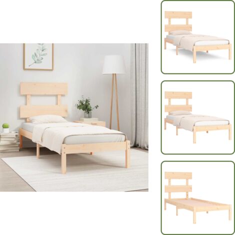 Estructura de cama madera maciza de pino 90x200 cm