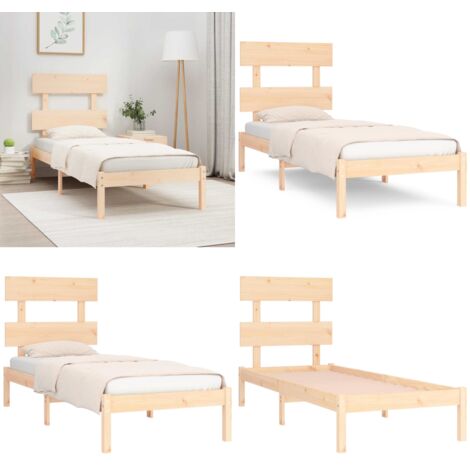 Estructura de cama madera maciza de pino 90x200 cm - Estructura de cama - Cama de pino