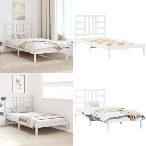 Estructura de cama madera maciza de pino blanca 100x200 cm - Estructura de cama - Cama de pino