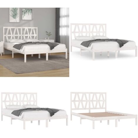 Estructura de cama madera maciza de pino blanco 120x200 cm - Estructura de cama - Somier de madera
