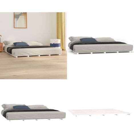 Estructura de cama madera maciza de pino blanco 180x200 cm - Estructura de cama - Cama de pino