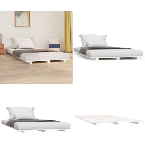 Estructura de cama madera maciza de pino blanco 90x190 cm - Estructura de cama - Cama de pino