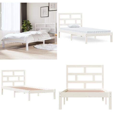 Estructura de cama madera maciza de pino blanco 90x200 cm - Estructura de cama - Cama de pino